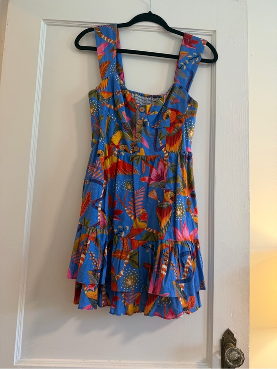 FARM Rio Dresses & Skirts - Farm Rio Tropical Parrot Print Blue Sundress